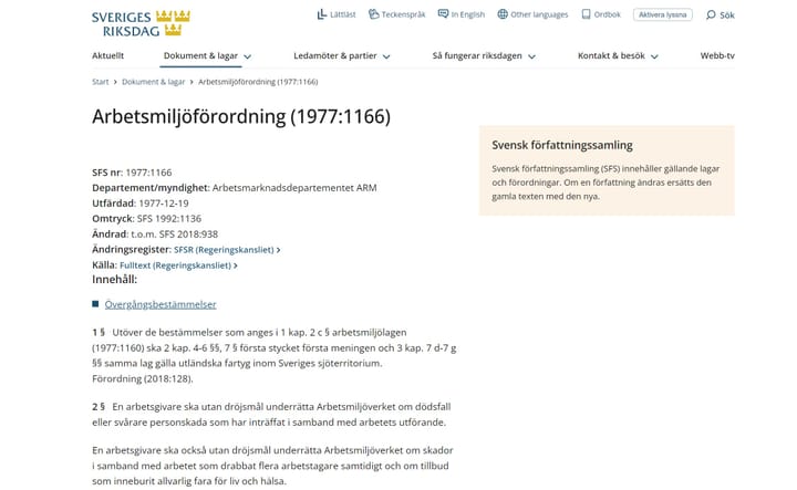 Arbetsmiljöförordning (1977:1166)